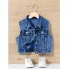 imageVerdusa Girls Denim Vest Button Down Fashion Sleeveless Jean Jacket Cute Crop TopsDark Blue
