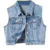 imageVerdusa Girls Denim Vest Button Down Fashion Sleeveless Jean Jacket Cute Crop TopsLight Wash