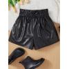 imageVerdusa Girls PU Leather Knot Front Elastic Waist Wide Leg Shorts with PocketBlack