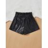 imageVerdusa Girls PU Leather Knot Front Elastic Waist Wide Leg Shorts with PocketBlack