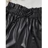 imageVerdusa Girls PU Leather Knot Front Elastic Waist Wide Leg Shorts with PocketBlack