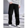 imageVerdusa Mens High Waist Loose Jeans Baggy Straight Leg Denim Pants TrousersBlack