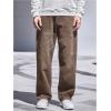 imageVerdusa Mens High Waist Loose Jeans Baggy Straight Leg Denim Pants TrousersBrown