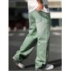 imageVerdusa Mens High Waist Loose Jeans Baggy Straight Leg Denim Pants TrousersGreen