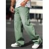imageVerdusa Mens High Waist Loose Jeans Baggy Straight Leg Denim Pants TrousersGreen