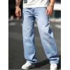 imageVerdusa Mens High Waist Loose Jeans Baggy Straight Leg Denim Pants TrousersLight Wash