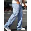 imageVerdusa Mens High Waist Loose Jeans Baggy Straight Leg Denim Pants TrousersLight Wash