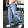 imageVerdusa Mens High Waist Loose Jeans Baggy Straight Leg Denim Pants TrousersMedium Wash