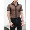 imageVerdusa Mens Sheer Mesh Button Up Shirt See Through Short Sleeve TopBlack