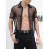 imageVerdusa Mens Sheer Mesh Button Up Shirt See Through Short Sleeve TopBlack
