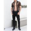 imageVerdusa Mens Sheer Mesh Button Up Shirt See Through Short Sleeve TopBlack