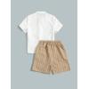 imageVerdusa Toddler Boys 2 Piece Outfits Linen Set Striped Short Sets Button Up Shirt and Shorts Clothes SetsMulticolor