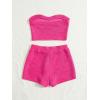 imageVerdusa Womens 2 Piece Outfit Ribbed Crop Bandeau Tube Top and Biker Track Shorts SetsHot Pink