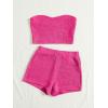 imageVerdusa Womens 2 Piece Outfit Ribbed Crop Bandeau Tube Top and Biker Track Shorts SetsHot Pink