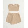 imageVerdusa Womens 2 Piece Outfit Ribbed Crop Bandeau Tube Top and Biker Track Shorts SetsKhaki