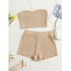 imageVerdusa Womens 2 Piece Outfit Ribbed Crop Bandeau Tube Top and Biker Track Shorts SetsKhaki