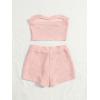 imageVerdusa Womens 2 Piece Outfit Ribbed Crop Bandeau Tube Top and Biker Track Shorts SetsLight Pink