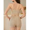 imageVerdusa Womens 2 Piece Outfit Ribbed Crop Bandeau Tube Top and Biker Track Shorts SetsMedium Beige