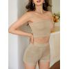 imageVerdusa Womens 2 Piece Outfit Ribbed Crop Bandeau Tube Top and Biker Track Shorts SetsMedium Beige