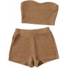 imageVerdusa Womens 2 Piece Outfit Ribbed Crop Bandeau Tube Top and Biker Track Shorts SetsMocha Brown