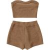 imageVerdusa Womens 2 Piece Outfit Ribbed Crop Bandeau Tube Top and Biker Track Shorts SetsMocha Brown