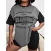 imageVerdusa Womens Casual Short Sleeve Colorblock Oversized Round Neck Tee Shirt TopsGrey Letter