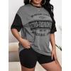 imageVerdusa Womens Casual Short Sleeve Colorblock Oversized Round Neck Tee Shirt TopsGrey Letter