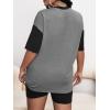 imageVerdusa Womens Casual Short Sleeve Colorblock Oversized Round Neck Tee Shirt TopsGrey Letter
