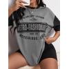 imageVerdusa Womens Casual Short Sleeve Colorblock Oversized Round Neck Tee Shirt TopsGrey Letter