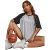 imageVerdusa Womens Casual Short Sleeve Colorblock Oversized Round Neck Tee Shirt TopsLight Grey