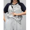 imageVerdusa Womens Casual Short Sleeve Colorblock Oversized Round Neck Tee Shirt TopsLight Grey Blue