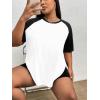 imageVerdusa Womens Casual Short Sleeve Colorblock Oversized Round Neck Tee Shirt TopsPlus White Black