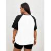 imageVerdusa Womens Casual Short Sleeve Colorblock Oversized Round Neck Tee Shirt TopsPlus White Black
