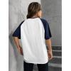 imageVerdusa Womens Casual Short Sleeve Colorblock Oversized Round Neck Tee Shirt TopsWhite and Navy