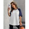 imageVerdusa Womens Casual Short Sleeve Colorblock Oversized Round Neck Tee Shirt TopsWhite and Navy