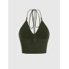 imageVerdusa Womens Crop Halter Tops Y2k Goth Clothes Crochet Cami Sleeveless Tie Backless Boho Knit Top CamisoleArmy Green