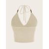 imageVerdusa Womens Crop Halter Tops Y2k Goth Clothes Crochet Cami Sleeveless Tie Backless Boho Knit Top CamisoleBeige