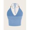 imageVerdusa Womens Crop Halter Tops Y2k Goth Clothes Crochet Cami Sleeveless Tie Backless Boho Knit Top CamisoleBlue