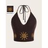imageVerdusa Womens Crop Halter Tops Y2k Goth Clothes Crochet Cami Sleeveless Tie Backless Boho Knit Top CamisoleBrown