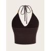 imageVerdusa Womens Crop Halter Tops Y2k Goth Clothes Crochet Cami Sleeveless Tie Backless Boho Knit Top CamisoleBrown