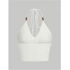 imageVerdusa Womens Crop Halter Tops Y2k Goth Clothes Crochet Cami Sleeveless Tie Backless Boho Knit Top CamisoleWhite