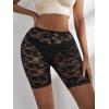imageVerdusa Womens High Waist Floral Sheer Laces Skinny ShortsBlack Lace