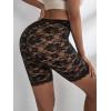 imageVerdusa Womens High Waist Floral Sheer Laces Skinny ShortsBlack Lace