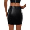imageVerdusa Womens High Waisted Split Hem Short PU Leather Skirt