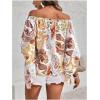 imageVerdusa Womens Off Shoulder Shirred Half Sleeve Loose Striped Blouse Shirt TopMulti White