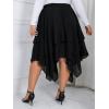 imageVerdusa Womens Plus Size Elastic High Waist Asymmetrical A Line Chiffon Midi SkirtBlack