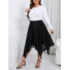 imageVerdusa Womens Plus Size Elastic High Waist Asymmetrical A Line Chiffon Midi SkirtBlack