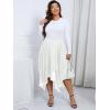 imageVerdusa Womens Plus Size Elastic High Waist Asymmetrical A Line Chiffon Midi SkirtWhite