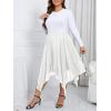 imageVerdusa Womens Plus Size Elastic High Waist Asymmetrical A Line Chiffon Midi SkirtWhite
