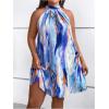 imageVerdusa Womens Plus Size Tie Back Halter Neck Sleeveless Short Tunic DressBlue